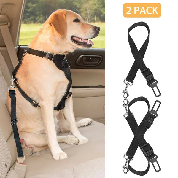 Road-Lock Adjustable Dog Seat Belt — 2 Pack
